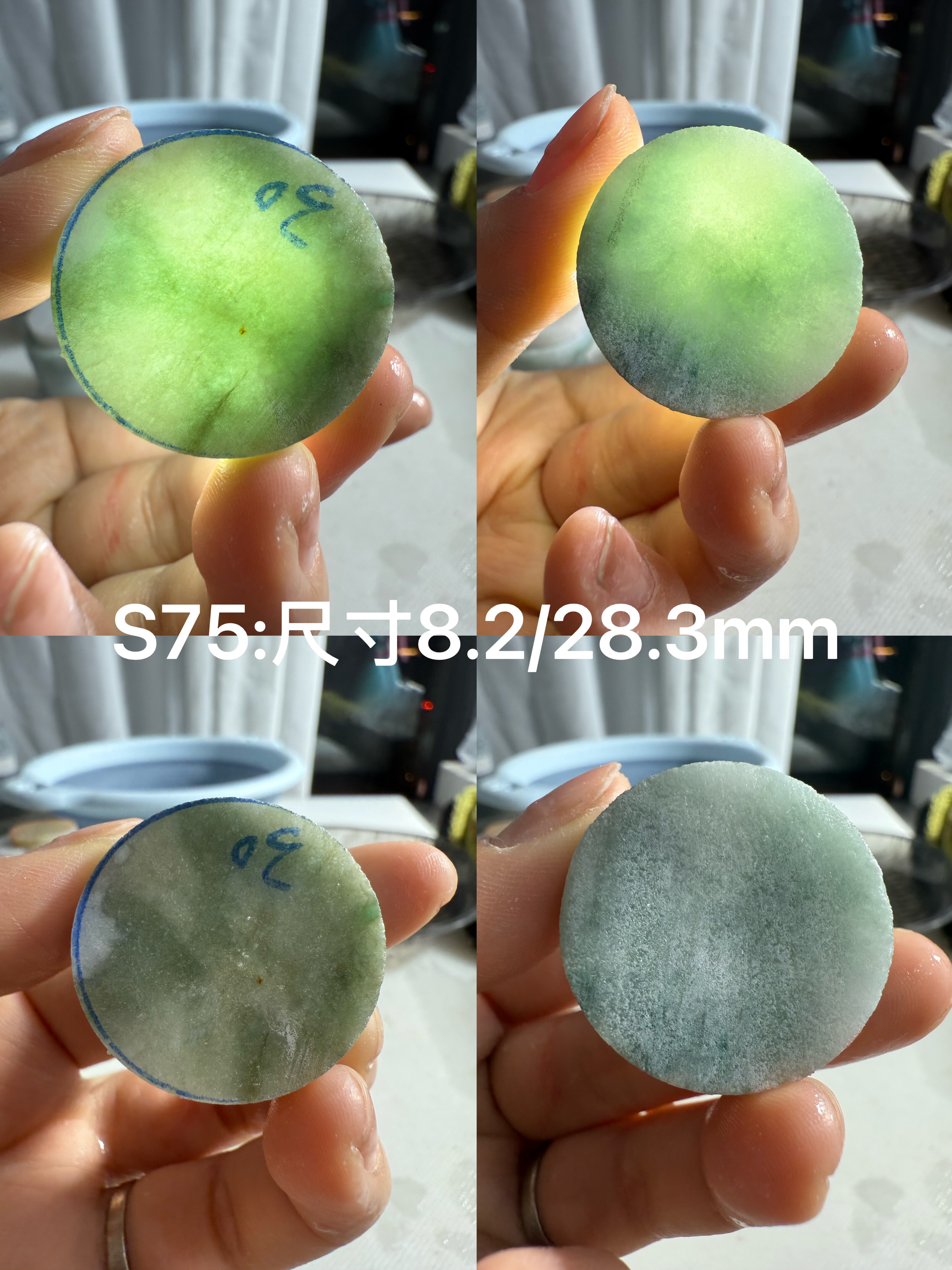 平安扣胚S74-94缅甸天然翡翠A货保真保A假一罚三