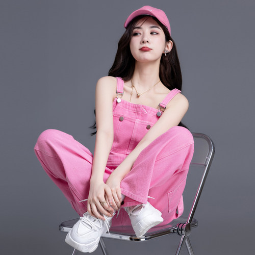 克莱因蓝背带裤吊带你牛我裤长裤