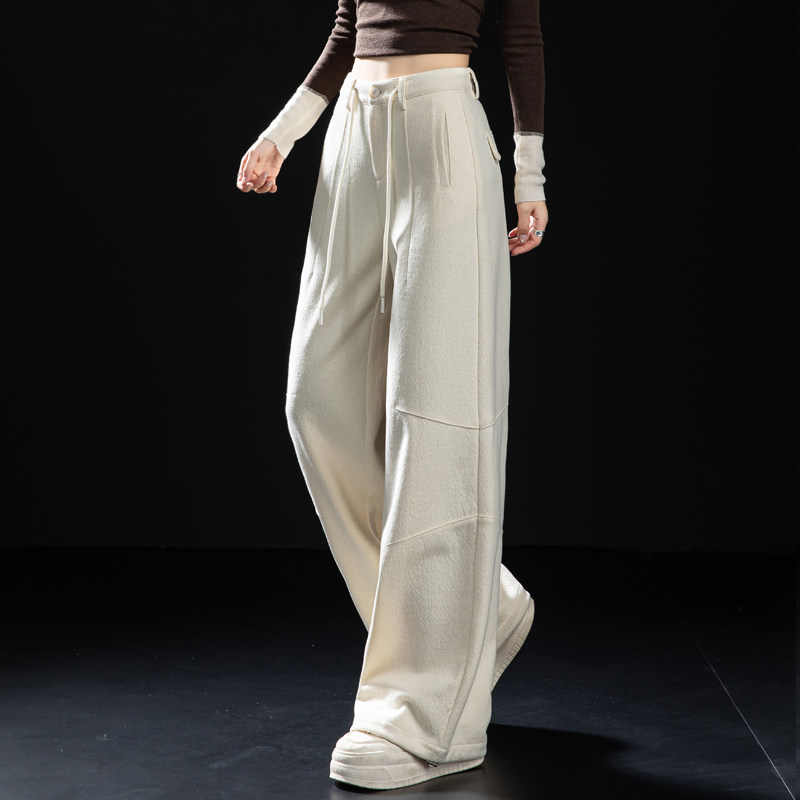 米白色羊毛阔腿裤女2025新款加厚女裤秋冬季垂感休闲直筒毛呢裤子,女装/女士精品,休闲裤,淘宝优惠券,粉丝福利购,淘宝优惠卷