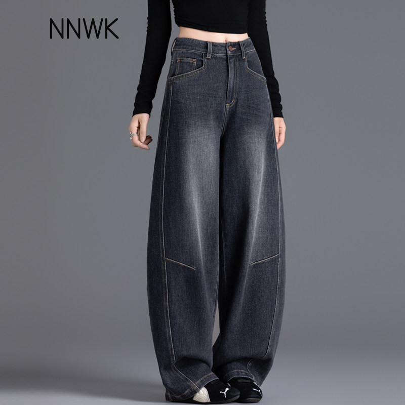 黑色加绒牛仔裤女加厚弯刀裤女裤