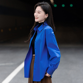 克莱因蓝衬衣今年流行小衫 女士衬衫 春秋季 上衣女2026新款 外套 长袖