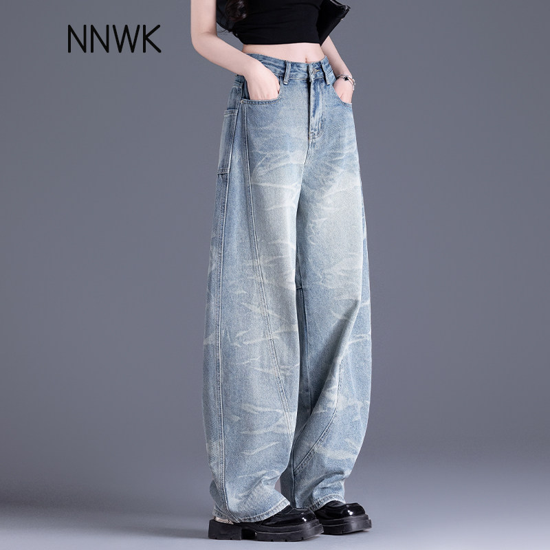 弯刀牛仔裤女2026新款夏季高腰宽松镰刀裤子复古扎染风阔腿哈伦裤,女装/女士精品,牛仔裤,淘宝优惠券,粉丝福利购,淘宝优惠卷