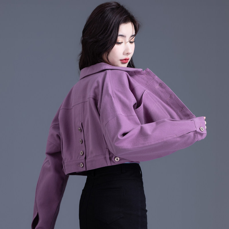 短款牛仔外套女2026春秋季洋气设计感小众休闲紫色小个子小款夹克,女装/女士精品,短外套,淘宝优惠券,粉丝福利购,淘宝优惠卷