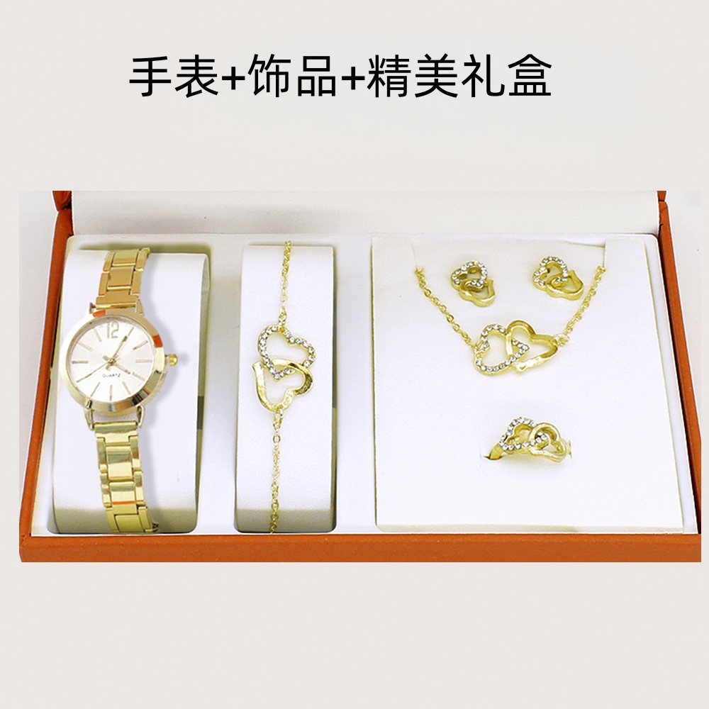 欧美时尚潮流满天星项链戒指耳钉手链四件套礼盒装防水不掉色饰品