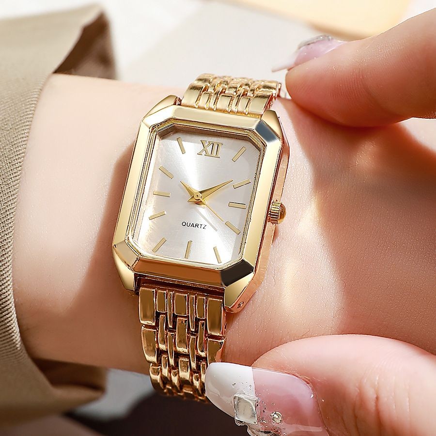 妈妈中秋节礼物欧美气质方形腕表防水不掉色钢带石英表高颜值轻奢