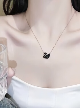 轻奢风满钻黑天鹅锁骨链温柔气质通勤百搭女生装饰项链不掉色镶钻