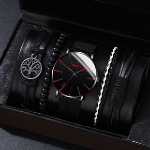 男朋友生日礼物男士简约潮流手表礼盒装镂空网带男表帅气个性腕表