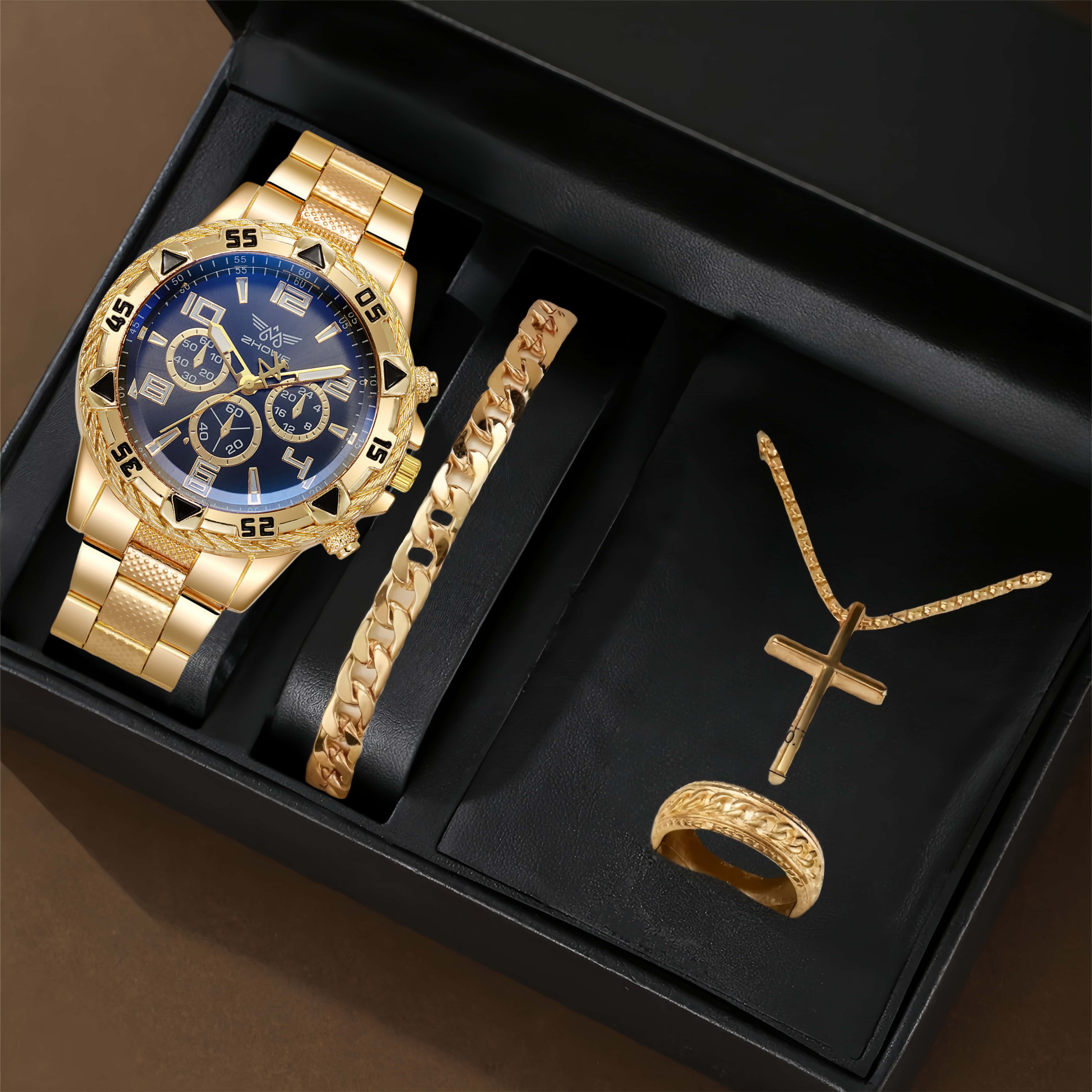 新款大气潮款轻奢手表男款高级感大表盘钢带男士腕表圣诞节礼物