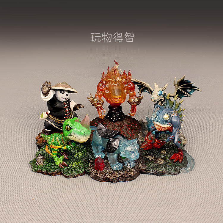 WOW魔兽世界战棋 火元素 幽冥虎 酒仙老陈鱼人迅猛龙游戏周边模型