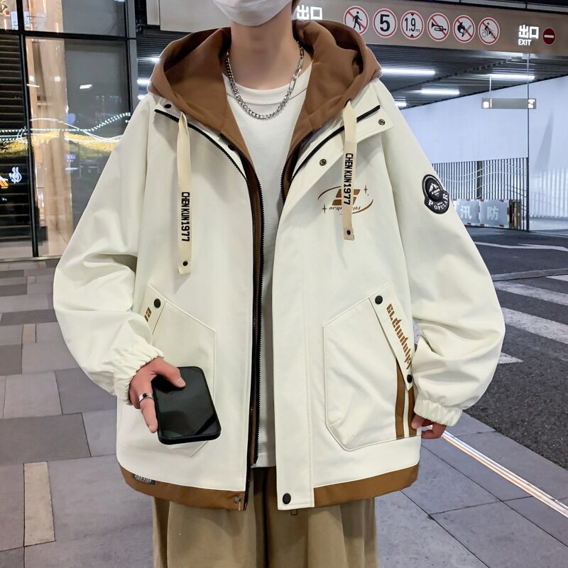 男士秋冬季外套新款连帽韩版潮流时尚工装上衣服青少年修身夹克潮