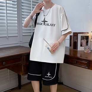 夏季青少年冰丝t恤男生初中生2026新款短袖短裤大童休闲运动套装