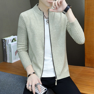 针织开衫 春秋季 外套男潮流休闲立领毛衣青年高级感百搭线衣夹克