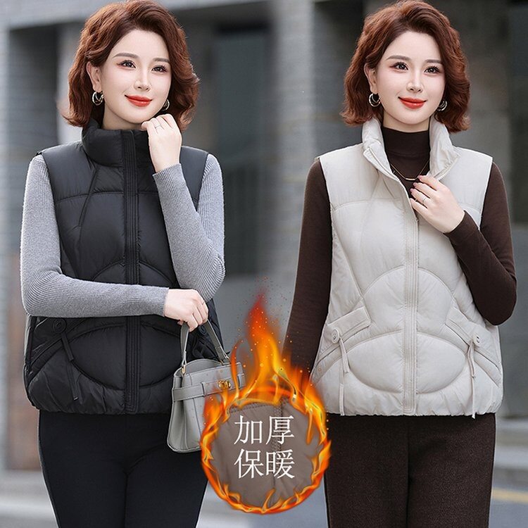 短款冬天棉马甲女2026春秋冬季新款妈妈宽松外穿马夹保暖背心坎肩图片