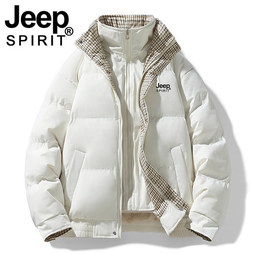 JEEP棉衣女2025新款冬季加厚宽松袄子假两件立领学生羽绒棉服外套