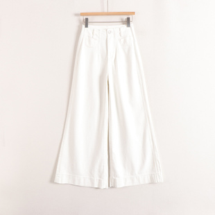 加系列莱赛尔柔软高腰阔腿巨显瘦白色牛仔裤长裤女26春装新款撤柜
