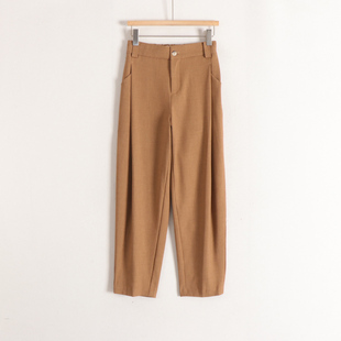 言 新款 层次感高腰老爹裤 26春装 撤柜 简约百搭ol通勤九分女裤
