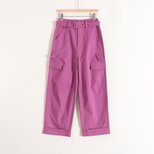 裤 言 多巴胺穿搭厚实高腰阔脚显瘦大口袋潮搭工装 女26早春 长裤