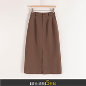 朵系列高腰直筒裙长款 开叉简约百搭OL通勤职业裙上班半身裙秋装