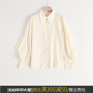 衬衫 24春装 宽松直筒纯色简约百搭长袖 朵系列减龄灯笼袖 品牌折扣店