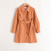 新款 polo领宽松直筒收腰简约大气不对称中长风衣女26春装 言