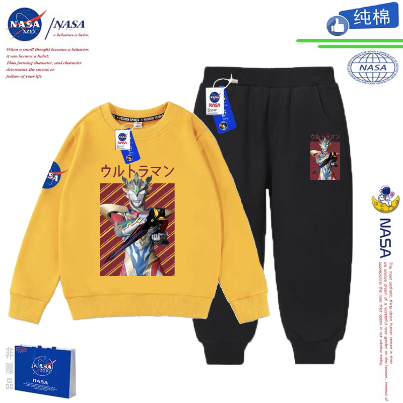 NASA天爪泽塔奥特曼男童套装春秋季薄款套头运动纯棉长袖卫衣卫裤