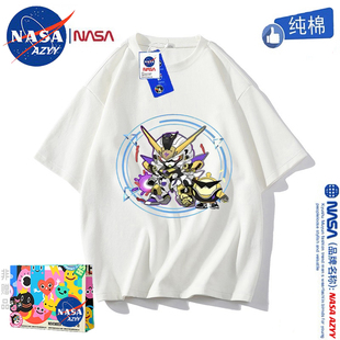 NASA联名纯棉T恤男童夏季机甲战士高达短袖帅气卡通中大童装上衣
