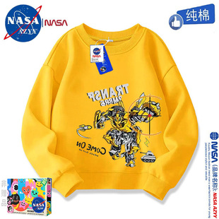 NASAOVER大黄蜂男童加绒长袖卫衣秋冬季帅气变形金刚儿童保暖上衣