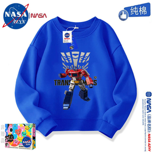 NASAOVER变形金刚男童纯棉加绒卫衣秋冬季擎天柱帅气儿童保暖上衣