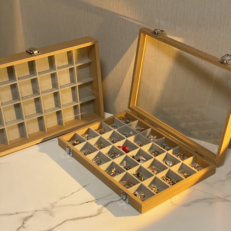 花梨木纹色首饰盒饰品收纳箱