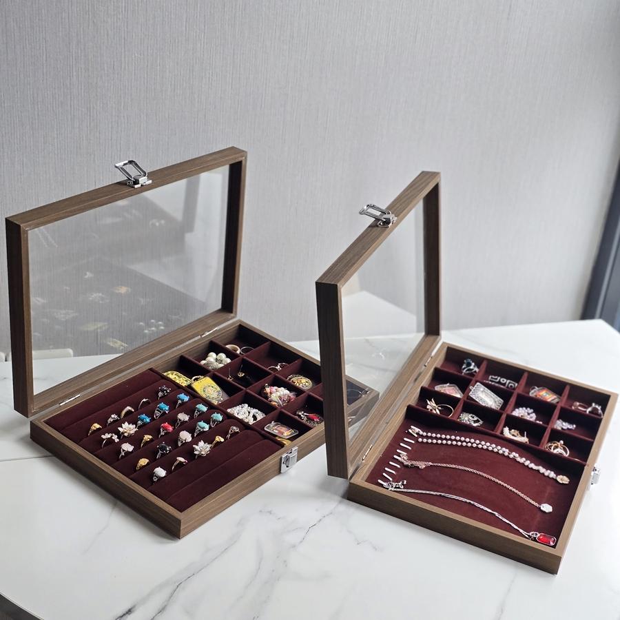 黑胡桃木纹手镯手链戒指首饰盒