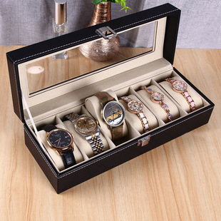 整理盒摆地摊手链盘手表架 手表收纳盒开窗皮革首饰箱高档手表包装