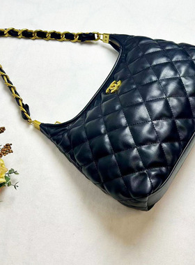 24a新款小香风hobo秋冬菱格腋下包女时尚大容量粗链条饺子单肩包