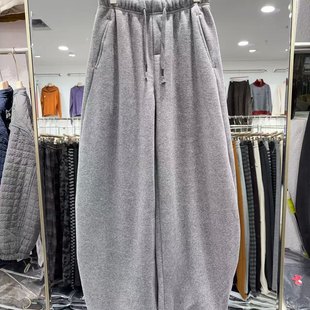 松紧腰抽绳百搭休闲弯刀裤 新款 焕0.92 女冬季 加绒加厚阔腿休闲裤