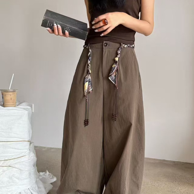 阔腿休闲裤气球裤丝巾腰带