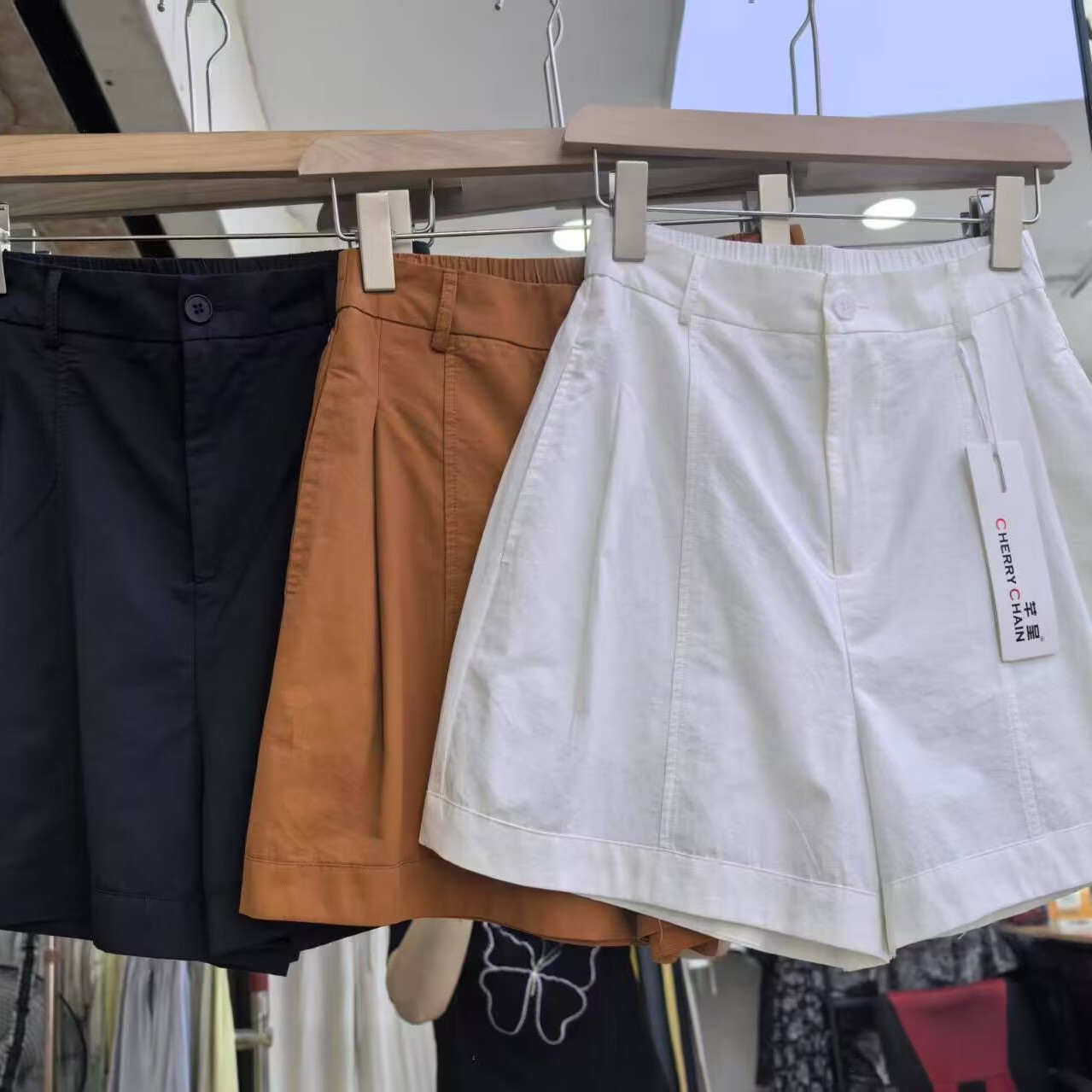 休闲短裤女夏季新款高腰半松紧宽松显瘦百搭休闲阔腿a字裤霞0.29
