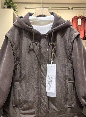 设计感拼接假两件连帽外套女秋季新款百搭宽松休闲保暖上衣雪0.84