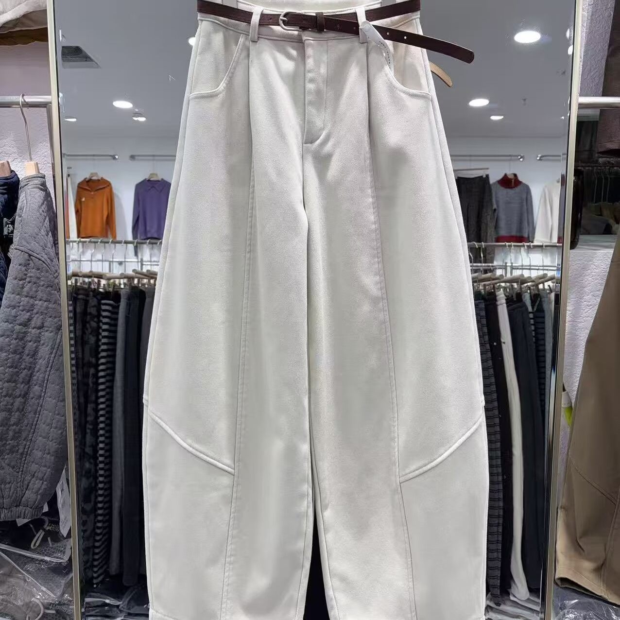 加绒加厚阔腿休闲裤弯刀裤