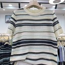 圆领宽松显瘦百搭休闲薄款 条纹短袖 新款 针织衫 毛衣特0.27 女夏季