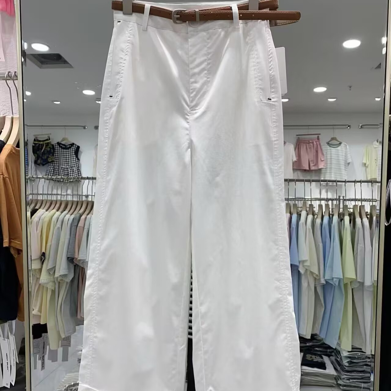 卷边阔腿休闲裤直筒裤