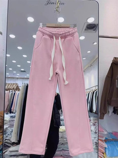 0.52 阔腿休闲裤 女秋季 新款 松紧腰抽绳宽松显瘦简约百搭直筒裤