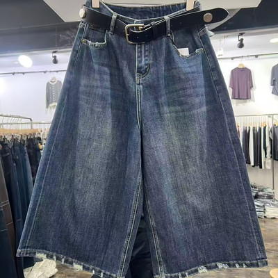 阔腿牛仔裤七分裤直筒