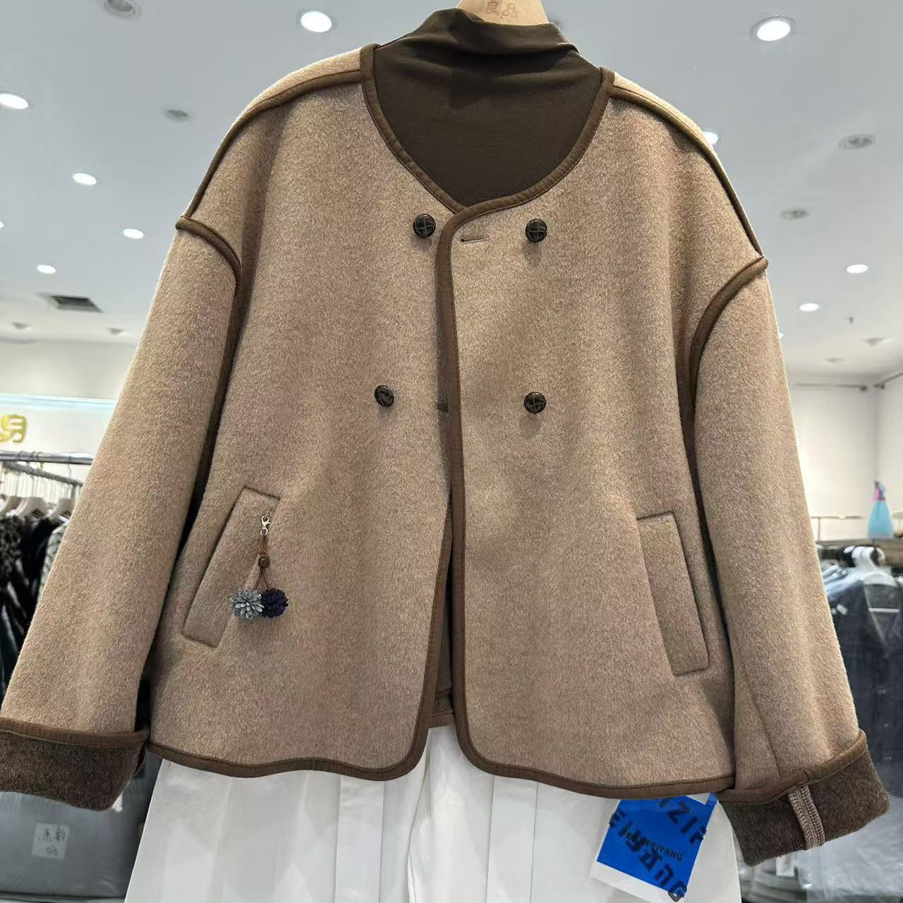 小香风毛呢外套双排扣