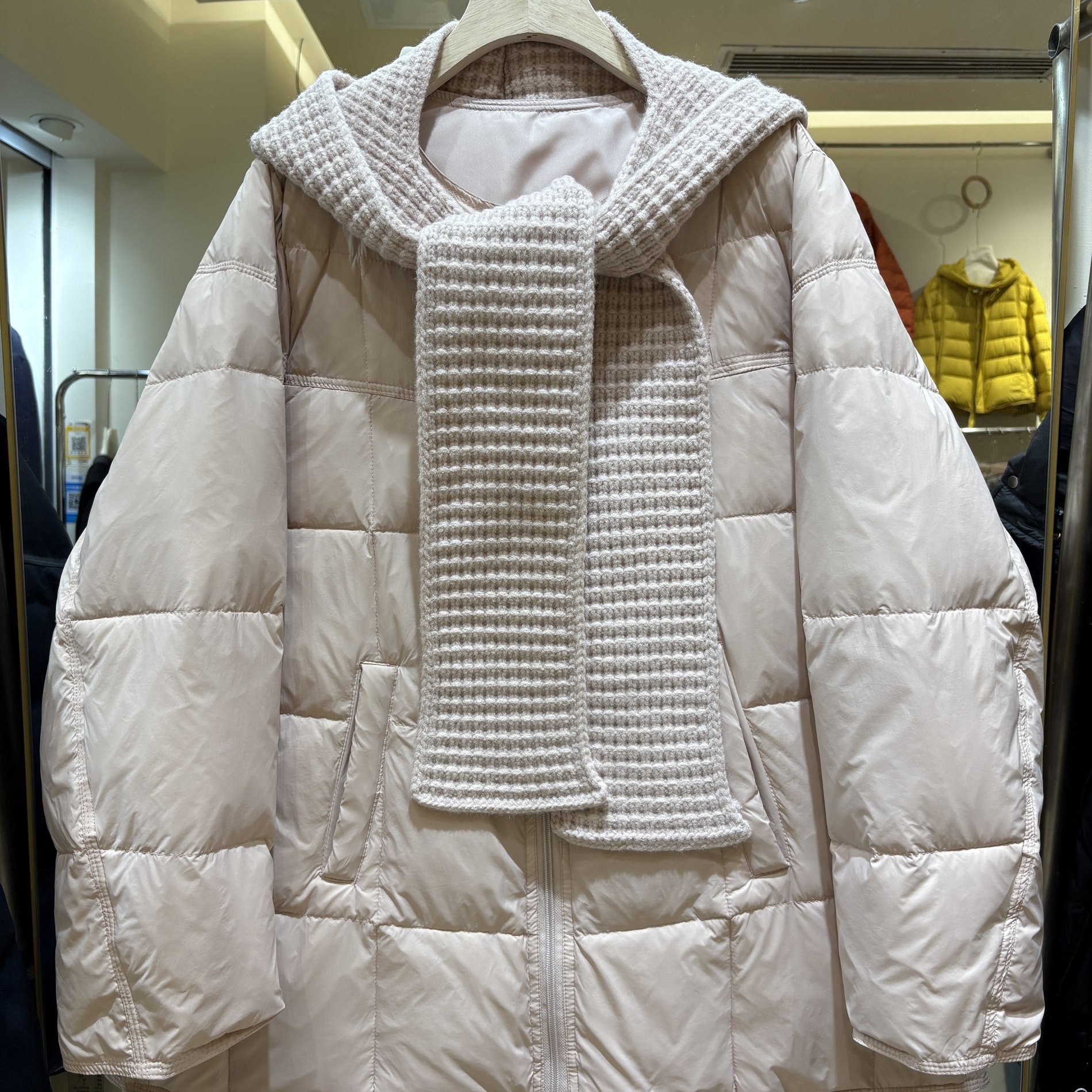 可脱卸针织连帽羽绒服女冬季新款韩版百搭宽松休闲保暖外套雪0.81