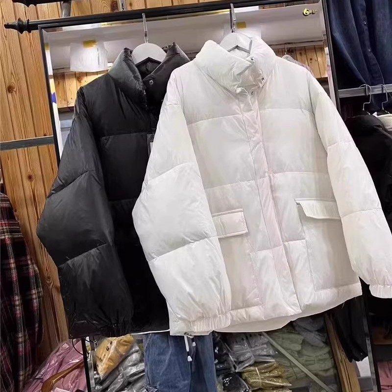 纯色立领羽绒服女冬季新款韩版百搭宽松休闲轻薄保暖面包服0.55