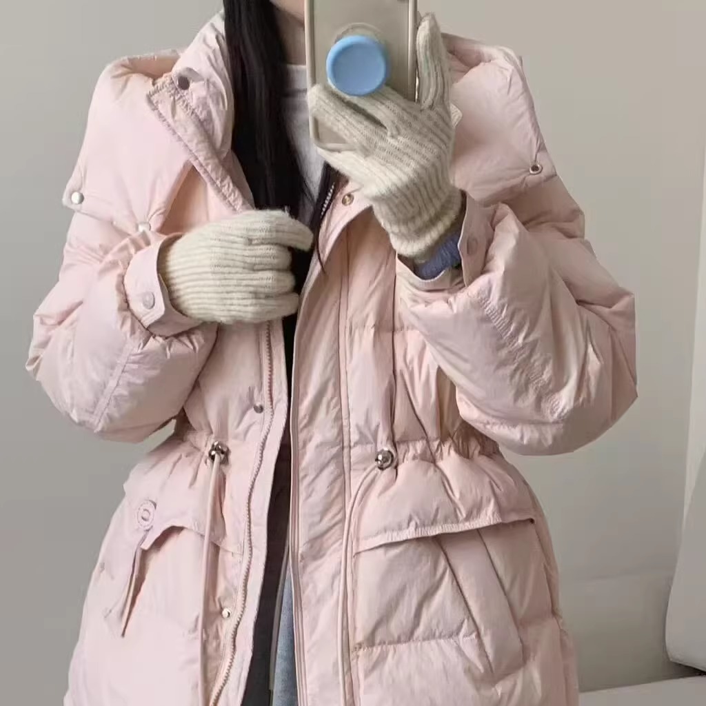羽绒服连帽常规抽绳收腰