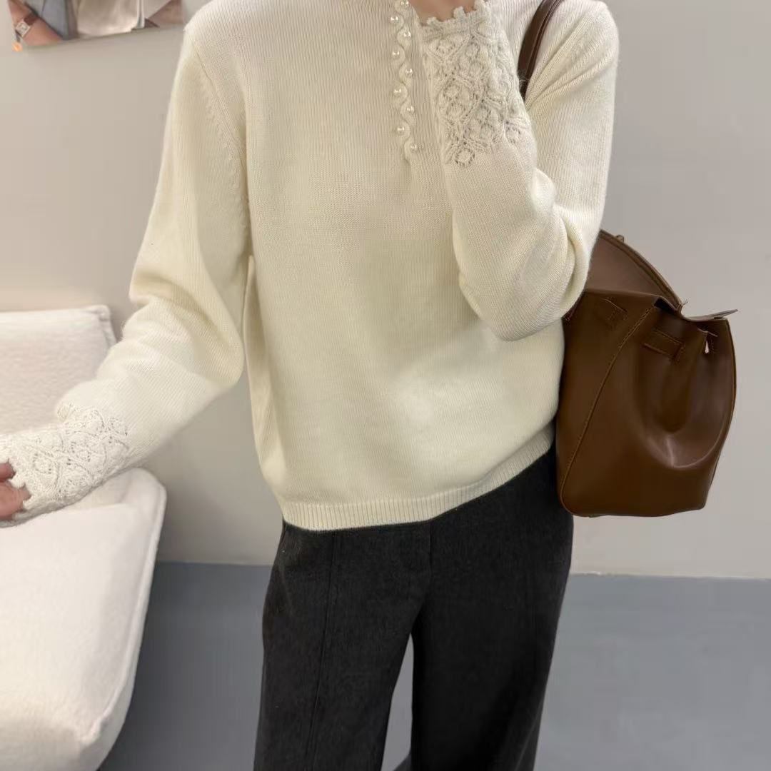 半高领套头毛衣女冬季新款宽松显瘦百搭休闲针织打底衫特0.45