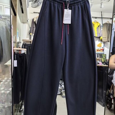 阔腿休闲裤女秋季新款松紧腰抽绳宽松显瘦百搭休闲弯刀裤霞0.68