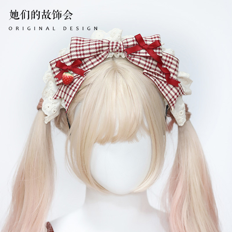 故饰会原创精致草莓小物手作发夹双马尾边夹洛丽塔少女百搭发饰女
