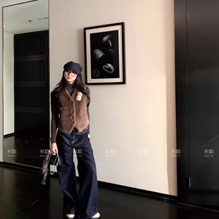 jennie同款马甲复古仿水貂毛毛上衣外套高级感皮草无袖背心