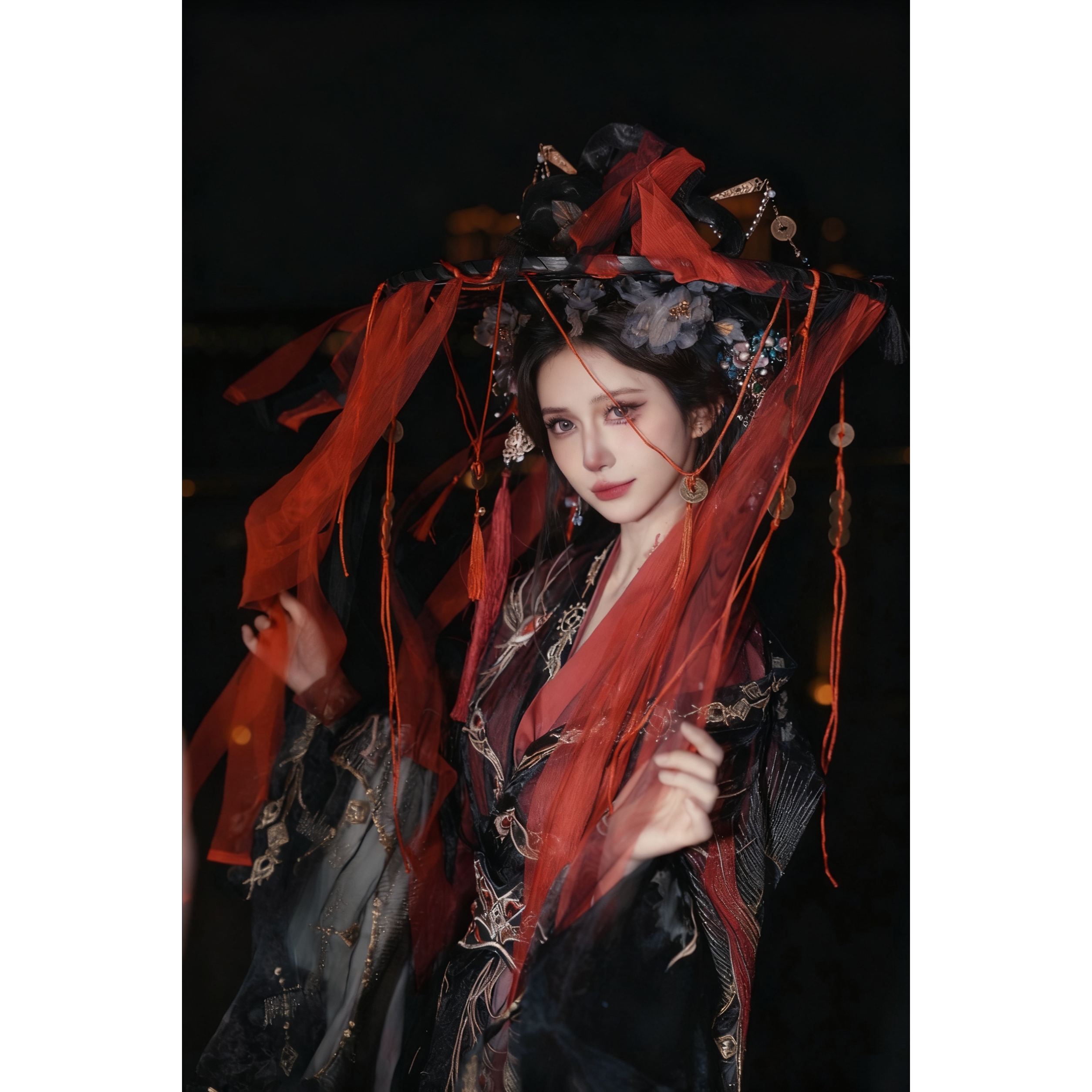 古典舞蹈表演古风斗笠拍摄道具